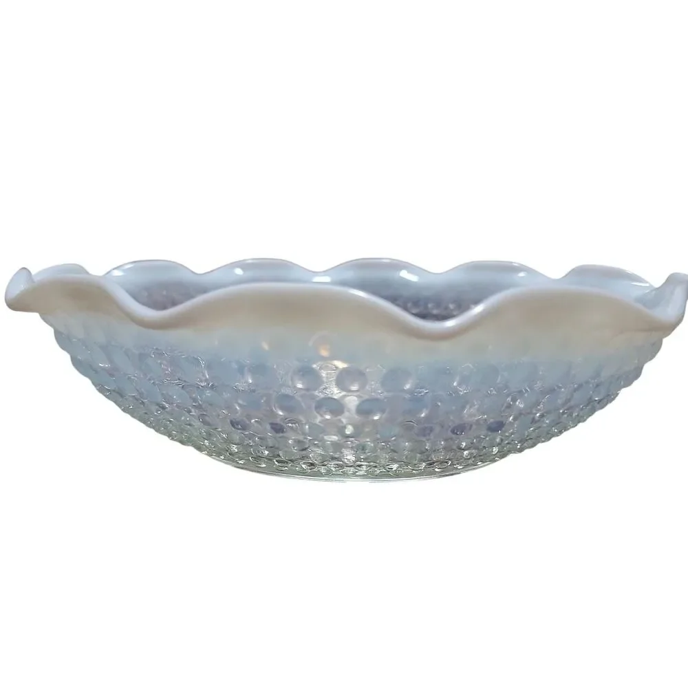 Hobnail Moonstone Opalescent Glass 9.5